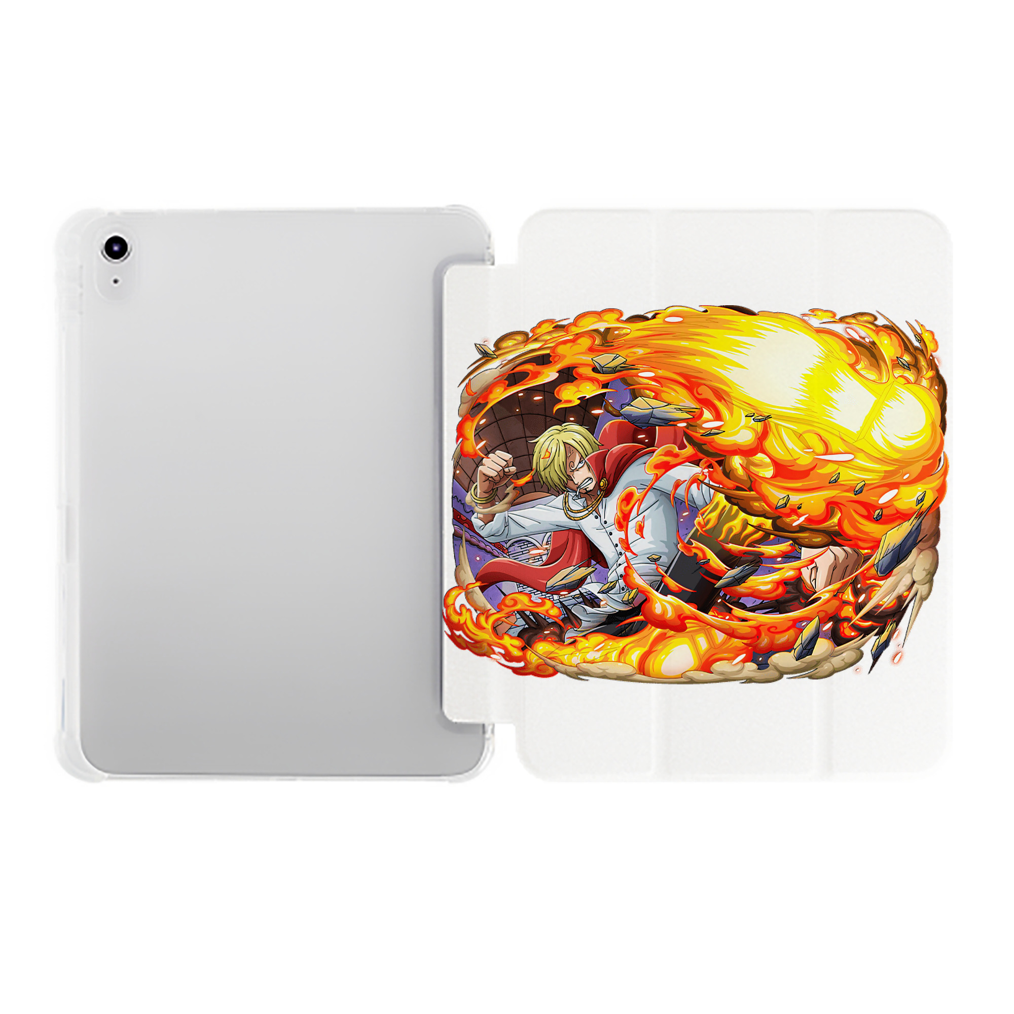 （画像用） ワンピース サンジ ONE PIECE Sanji IPad ケース ペン収納付き 三つ折りスタンド PUレザー×シリコン 対応機種9.5/10.5/10.9インチ